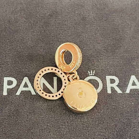 Pandora Sparkling Pink Disc Double Dangle Charm - Picture 4 of 4